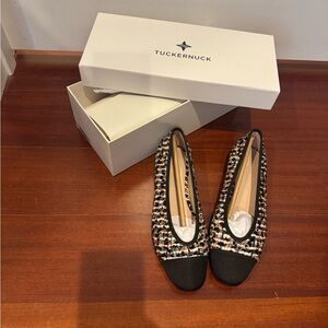 Tuckernuck Nina Black and Multi Tweed Cap-Toe Ballet Flats